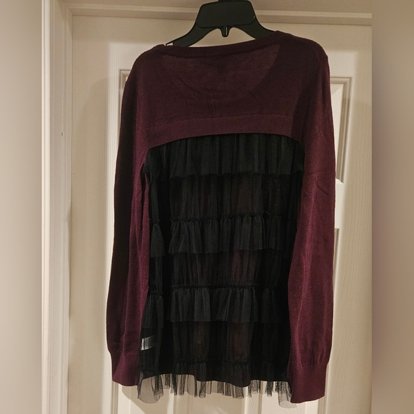 Chelsea28 Tulle Ruffle Back Top. - Picture 3 of 9